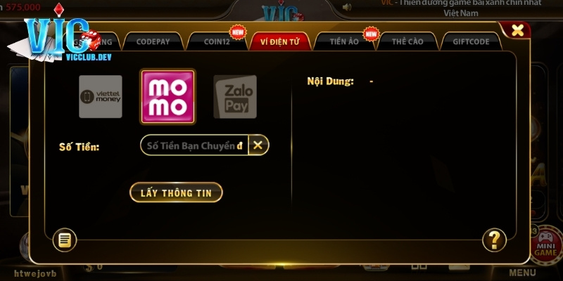 Hỗ trợ gửi tiền qua ví điện tử Momo, Viettel Money và ZaloPay